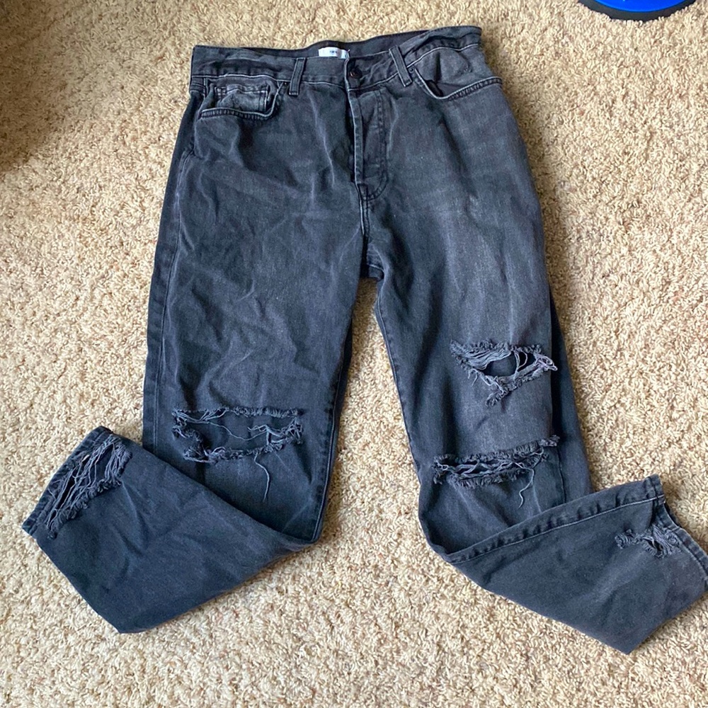 Forever 21 Black Distressed Baggy Jeans